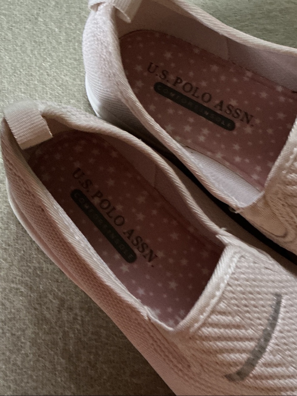 U.S. Polo Assn. Women's Knit Slip-On Sneakers in Light Pink and White - Picture 4 of 7
